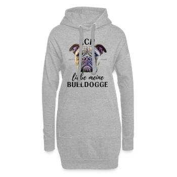 ICH LIEBE MEINE Bulldogge Bulldog Bulldoggen - Hoodie-Kleid - Grau meliert - Vorne