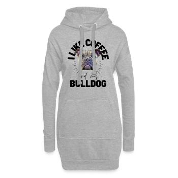 Bulldog J’AIME LE CAFÉ ET MON Bulldog Bulldogs - Sweat-shirt à capuche long Femme - gris chiné - Devant