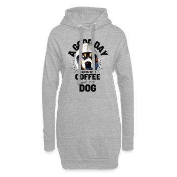 EIN GUTER TAG BEGINNT ... HUND Hunde Kaffee - Hoodie-Kleid - Grau meliert - Vorne