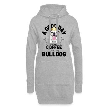 UNE BONNE JOURNÉE COMMENCE avec Coffee & Bulldog - Sweat-shirt à capuche long Femme - gris chiné - Devant