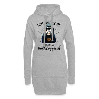 Ich spreche BULLDOGGISCH Bulldog Bulldogge Bulldog - Hoodie-Kleid - Grau meliert - Vorne