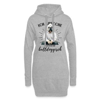 Ich spreche BULLDOGGISCH Bulldog Bulldogge Bulldog - Hoodie-Kleid - Grau meliert - Vorne