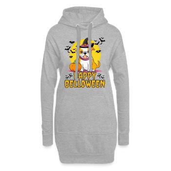 HAPPY BELLOWEEN Halloween Hund Hunde Bulldogge - Hoodie-Kleid - Grau meliert - Vorne