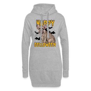 HAPPY BELLOWEEN Halloween Hund Hunde Bulldogge - Hoodie-Kleid - Grau meliert - Vorne