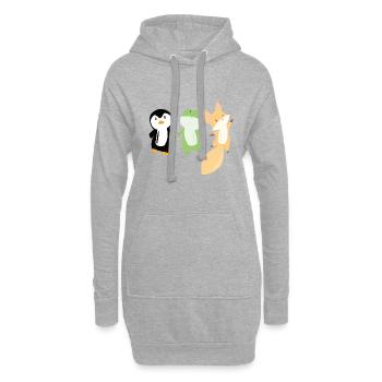 Pinguin Fuchs Frosch lustige Tiere Kids - Hoodie-Kleid - Grau meliert - Vorne