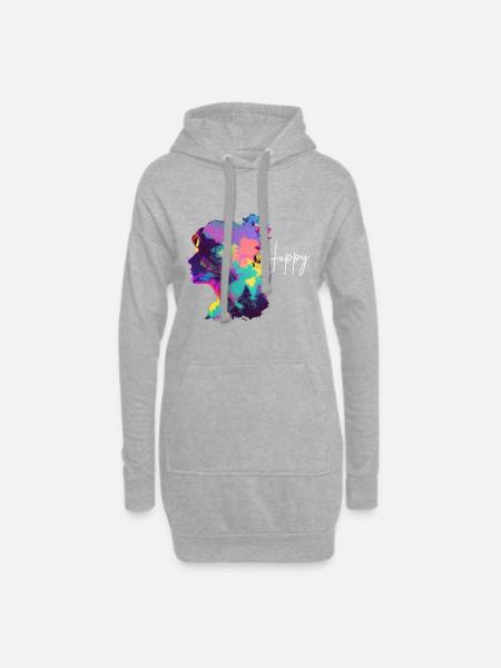 Happy Colorful Woman Design - Hoodie Dress - heather grey