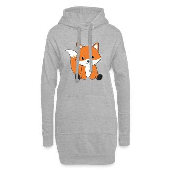 Fuchs süßes Waldtier Füchse Rotfuchs - Hoodie-Kleid - Grau meliert - Vorne