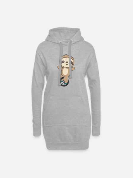 Einrad Faultier Einradfahrer Faultiere - Hoodie-Kleid - Grau meliert