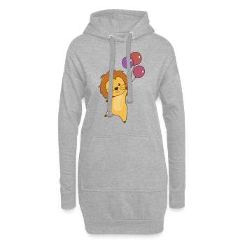 Les ballons lion volent vers le haut des animaux mignons - Sweat-shirt à capuche long Femme - gris chiné - Devant