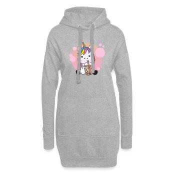 Bubble Tea Einhorn mit Schokolade süße Tiere - Hoodie-Kleid - Grau meliert - Vorne