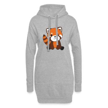 Panda rouge doux animaux pour enfants Kawaii - Sweat-shirt à capuche long Femme - gris chiné - Devant