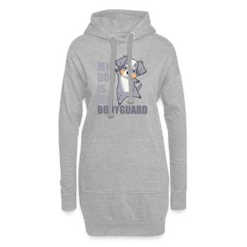 My dog is my Bodyguard Hunde Australian Sheperd - Sweat-shirt à capuche long Femme - gris chiné - Devant