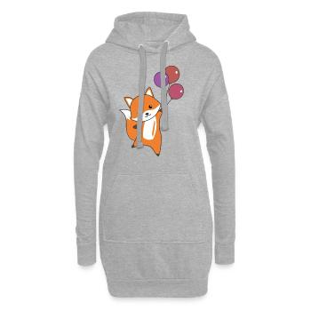 Fuchs süß Tier fliegt Luftballons Kinder - Hoodie-Kleid - Grau meliert - Vorne