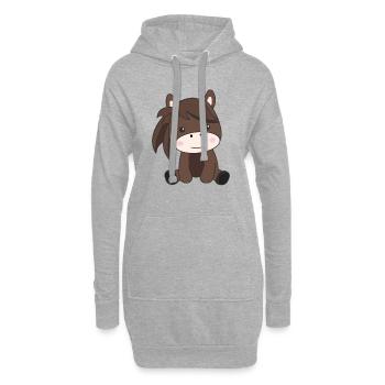 Cheval doux cheval cheval cavalier enfants - Sweat-shirt à capuche long Femme - gris chiné - Devant