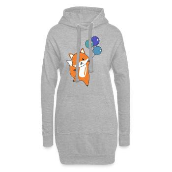 Renard mignon animal vole ballons enfants renards - Sweat-shirt à capuche long Femme - gris chiné - Devant