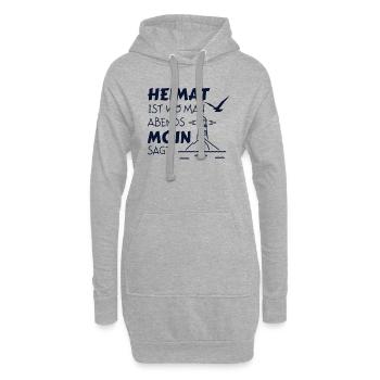 Heimat Moin Leuchtturm Möwe Nordsee - Hoodie-Kleid - Grau meliert - Vorne