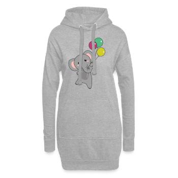 L’éléphant vole avec des ballons des animaux mignons pour les enfants - Sweat-shirt à capuche long Femme - gris chiné - Devant