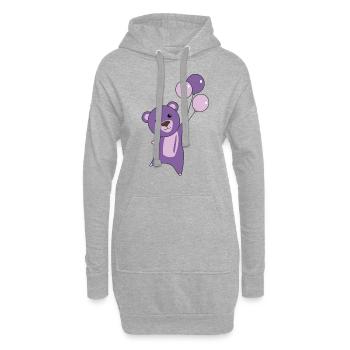 Ours violet mouches avec ballons animaux mignons ours - Sweat-shirt à capuche long Femme - gris chiné - Devant