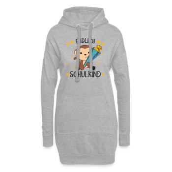 Endlich Schulkind Affe Schultüte rocke die Schule - Hoodie-Kleid - Grau meliert - Vorne