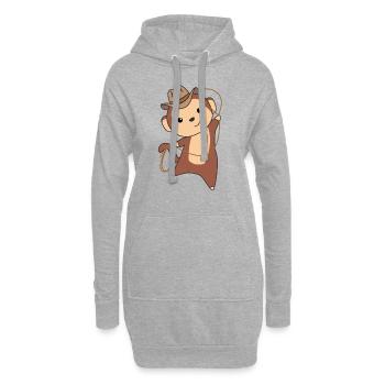 Cowboy Affe lustige Western Affen zum Fashing - Hoodie-Kleid - Grau meliert - Vorne