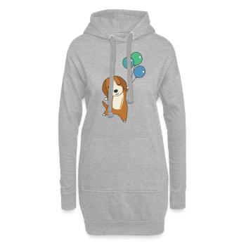 Le chien de Beagle s’envole avec des ballons - Sweat-shirt à capuche long Femme - gris chiné - Devant