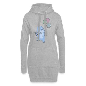 Dino vole avec des ballons de doux dinosaures animaux - Sweat-shirt à capuche long Femme - gris chiné - Devant