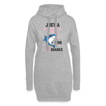 just a girl who loves sharksars ein lustiger Hai - Hoodie-Kleid - Grau meliert - Vorne
