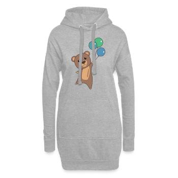 L’ours vole avec des ballons - Sweat-shirt à capuche long Femme - gris chiné - Devant