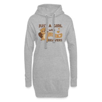 Juste une fille qui aime les castors - doux castor - Sweat-shirt à capuche long Femme - gris chiné - Devant