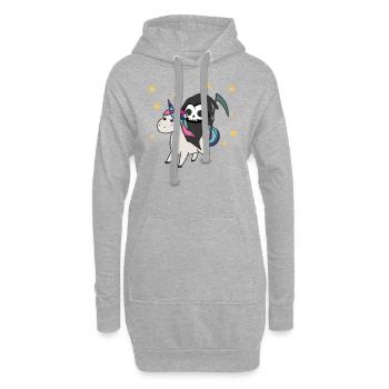 Death riding unicorn funny unicorns Rainbow - Sweat-shirt à capuche long Femme - gris chiné - Devant