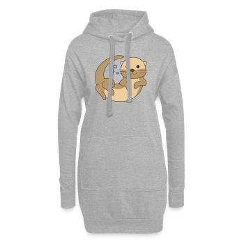 La loutres douce flotte dans l’eau de loutres drôles - Sweat-shirt à capuche long Femme - gris chiné - Devant