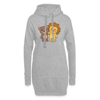 Lion ours zoo mignon animaux mignon enfants - Sweat-shirt à capuche long Femme - gris chiné - Devant