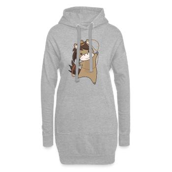 Cowboy Pferd Pferde Rinder Lasso Western - Hoodie-Kleid - Grau meliert - Vorne