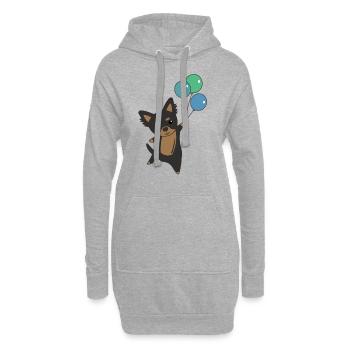 Chihwauwau chien monte avec des ballons - Sweat-shirt à capuche long Femme - gris chiné - Devant