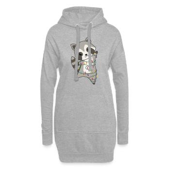 Raccoon Christmas Snow Winter Raccoons - Hoodie Dress - heather grey - Front