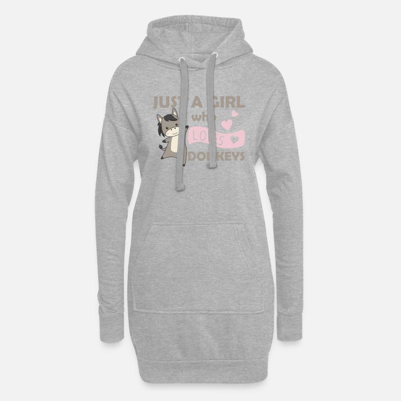 Nur ein Mädchen das Esel liebt - süßer Esel - Hoodie-Kleid - Grau meliert