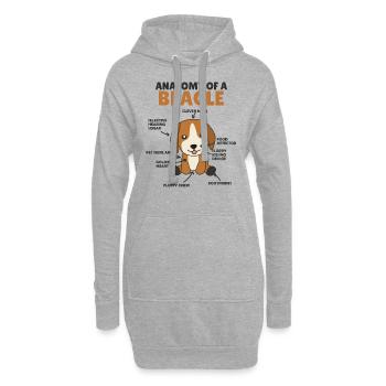 Anatomie d’un chien mignon beagle chiot - Sweat-shirt à capuche long Femme - gris chiné - Devant