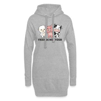 Friends not food vegan mouton vache - Sweat-shirt à capuche long Femme - gris chiné - Devant