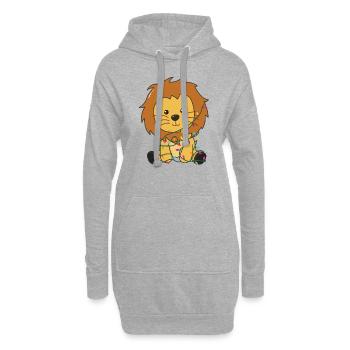 Lion Noël neige hiver animaux lions - Sweat-shirt à capuche long Femme - gris chiné - Devant