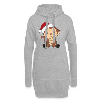 Singe Noël neige hiver animaux singes - Sweat-shirt à capuche long Femme - gris chiné - Devant