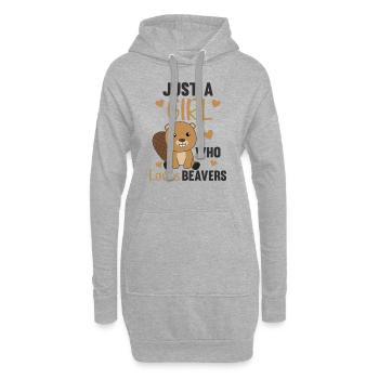 Juste une fille qui aime le castor - doux castor - Sweat-shirt à capuche long Femme - gris chiné - Devant