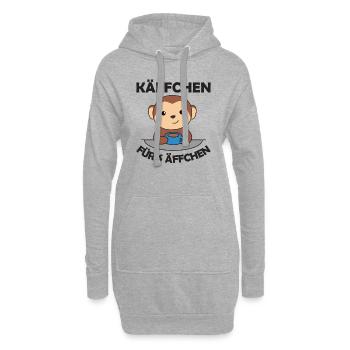 Käffchen fürs Äffchen ein lustiger Affe mit Kaffee - Hoodie-Kleid - Grau meliert - Vorne