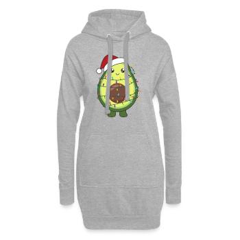 Avocado Weihnachten Lichter lustige Avocados - Hoodie-Kleid - Grau meliert - Vorne