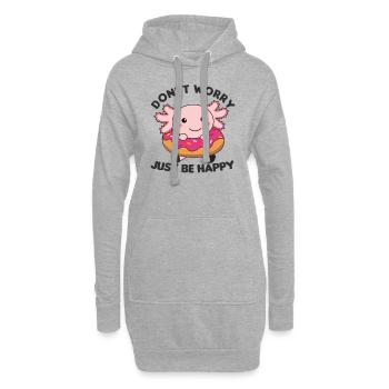 Süßes Axolotl lustige Tiere in Donut pink - Hoodie-Kleid - Grau meliert - Vorne