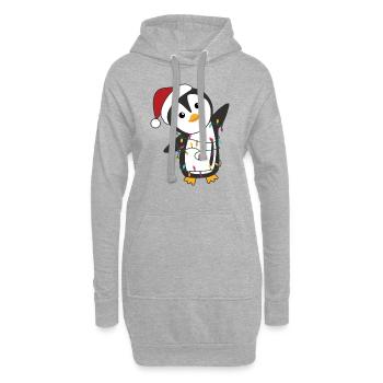 Manchots Noël neige hiver animaux pingouins - Sweat-shirt à capuche long Femme - gris chiné - Devant