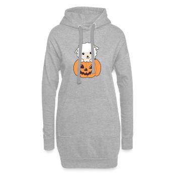 Mouton à la citrouille mouton mignon Joyeux Halloween - Sweat-shirt à capuche long Femme - gris chiné - Devant