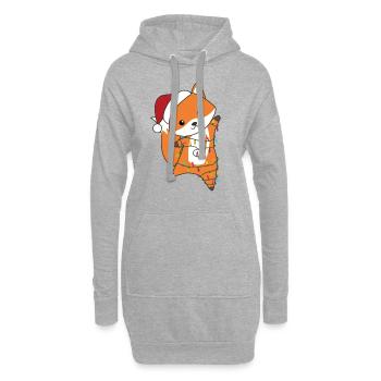 Renard Noël Neige Hiver Animaux Renards - Sweat-shirt à capuche long Femme - gris chiné - Devant
