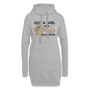Seulement une fille qui aime les ornithorynques animaux doux - Sweat-shirt à capuche long Femme - gris chiné - Devant