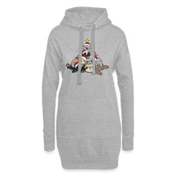 Sloth Koala Skunk Arbre de Noël Noël - Sweat-shirt à capuche long Femme - gris chiné - Devant