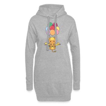 Dragon vole vers le haut avec des ballons colorés - Sweat-shirt à capuche long Femme - gris chiné - Devant